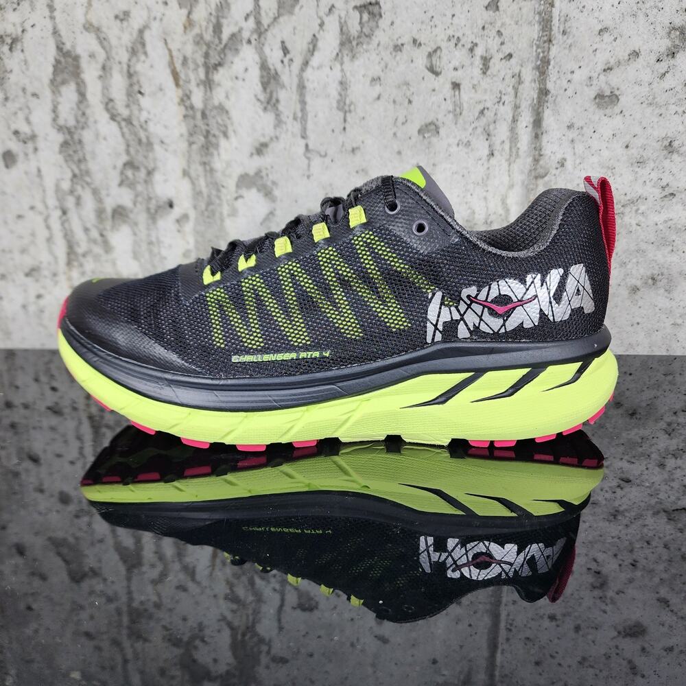 HOKA Challenger ATR 4 Women's Size 8 Black Sharp Green Trail Running Shoes